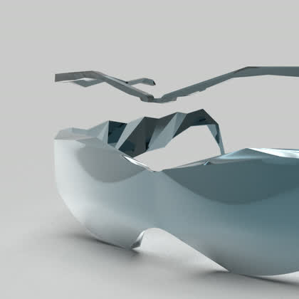 Product design render: sculptural eyewear form study